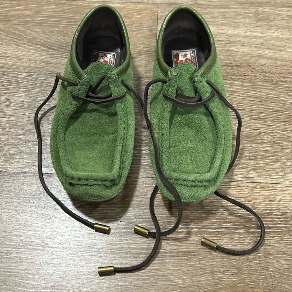 Lucky Brand Green Olive Brown Suede Moccasin Shoes Leather Upper Women Size 7.5